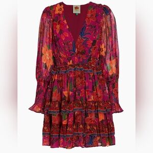 Farm Rio Floral Pink and Orange Dress